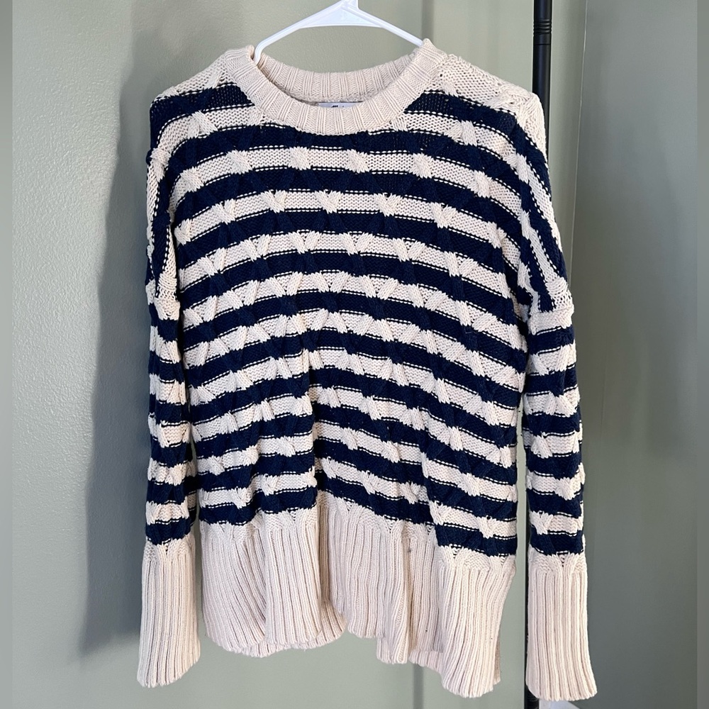 Madewell Striped Navy and Cream Women's Sweater